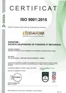 Certificat ISO 9001v2015 - FR